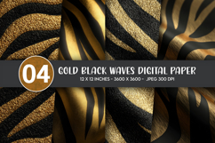 Gold Black Waves Digital Paper Product Image 1