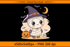 Cute Mummy Witch Halloween Sublimation Design PNG Product Image 1