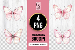 Pink Watercolor Butterfly Clipart Sublimation PNG Product Image 1