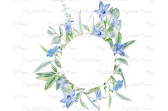 Blue watercolor wreath for wedding invitation #w124 Product Image 2
