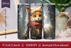 Winter Fox Tumbler Wrap Design, Steampunk Tumbler Template Product Image 1