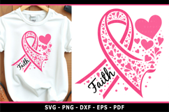 Heart cancer ribbon SVG, Breast cancer SVG, Faith SVG Product Image 1