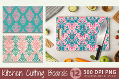 Pink &amp; Teal Damask Cutting Boards sublimation Designs Product Image 1