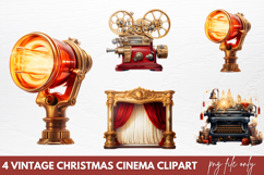 Vintage Christmas Cinema Clipart PNG Product Image 1