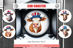 Car Coaster Cow Patriotic Product Image 1