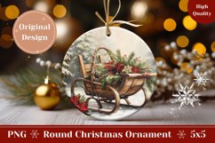 Christmas Santa Sleigh Ornament, Winter Forest Ornament PNG Product Image 1