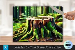 Cut Tree Stump with green moss Cutting Board PNG Design Product Image 1