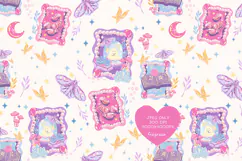 Coquette Witchy Celestial Pattern, Kawaii Mystic Tile Product Image 1