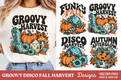 Groovy Harvest Fall PNG, Disco Pumpkin Autumn PNG, Retro Wes Product Image 1