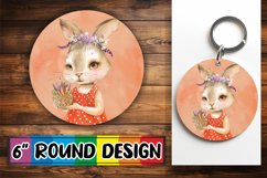 Cute Bunny with Flowers Round Design for Product Image 1