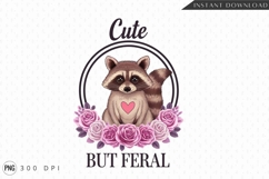 Cute Raccoon With Roses Sublimation Png Product Image 1