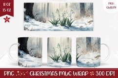 Winter Forest Mug Wrap, Winter Flowers Coffee Mug Design Product Image 1