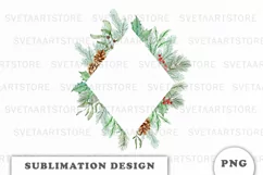Watercolor Christmas Floral Frame png Product Image 1