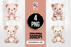 Cute Teddy Bear with Bow Clipart Sublimation PNG Product Image 1