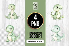 Cute Baby Dinosaur Watercolor Clipart Sublimation PNG Product Image 1