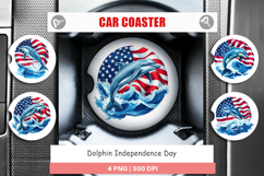 Car Coaster Dolphin 4th of July Product Image 1