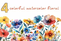 Watercolor flowers, Colorful Floral Sublimation Product Image 1