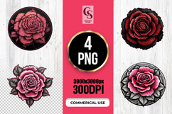 Gothic Rose Floral Illustration Clipart Sublimation PNG Product Image 1