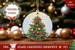 Art Christmas Tree Ornament PNG, Winter Ornament Sublimation Product Image 1