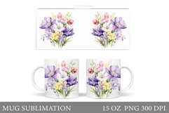 Flowers Mug Wrap Design. Wildflowers Mug Sublimation Product Image 1
