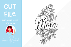 Mom Floral Line Art Cut File Product Image 1