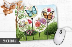 Butterfly Floral Garden Markers Mouse Pad PNG Design Product Image 1