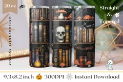 Black Cat Tumbler Wrap Design, Skull Tumbler Sublimation Product Image 1