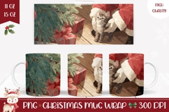 Cartoon Christmas Cat Mug Wrap, Christmas Tree Mug Design Product Image 1
