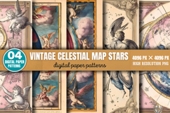 Vintage Celestial Map Stars Digital Paper Background PNG Product Image 1