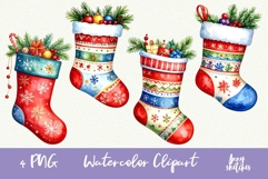 Retro Christmas Socks Clipart Groovy Christmas Disco PNG Product Image 1
