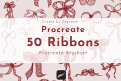 Ribbon Procreate Brush Set, Coquette Bows Procreate Brushes Product Image 1
