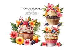 Tropical Floral Cupcake Clipart, Product Image 1