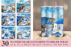 3D Watercolor Santorini Tumbler wrap Bundle Product Image 1