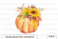Watercolor Autumn Pumpkins png Product Image 1