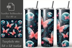 Inflated Puff Tumbler Wrap, Butterflies 20oz Skinny Tumbler Product Image 1