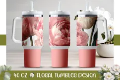 Pink Peony Tumbler, Pink 40 Oz Tumbler Template Product Image 1