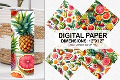 Summer Watercolor Tropical Fruits Digital Paper Product Image 1
