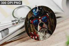 4Th Of July Dog Keychain Sublimation - Round Keychain PNG Product Image 1