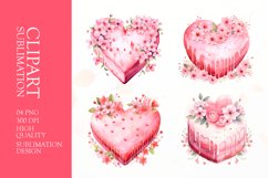 Watercolor heart floral cake, Valentines Day Clipart Product Image 1