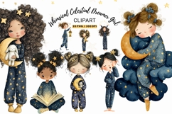 Whimsical Celestial Dreamer Girl Clipart Product Image 1