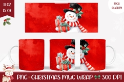 Red Christmas Snowman Mug, Christmas Presents Mug Wrap Product Image 1