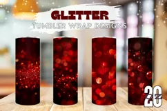 Red Glitter Tumbler Sublimation, Red Tumbler Wrap Design Product Image 1
