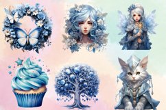 Blue Christmas Watercolor Clipart Bundle, Blue Christmas PNG Product Image 2