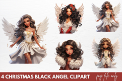 Christmas Black Angel Clipart Fashion Girl PNG Product Image 1