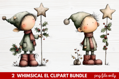 Whimsical Elf Clipart | Cute Christmas Elf PNG Illustration Product Image 1