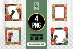 Raised Fist Floral Frame Border Clipart Sublimation PNG Product Image 1