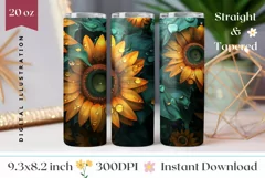 Sunflowers Tumbler Sublimation, Flowers Sublimation Design Product Image 1