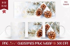 Watercolor Christmas Mug, Winter Pine Cones Mug Design Product Image 1