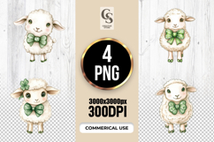 Cute Lamb Green Bow Tie Clipart Sublimation PNG Product Image 1