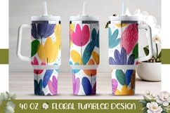 Abstract Tulips Tumbler Wrap, Flowers 40 Oz Tumbler PNG Product Image 1